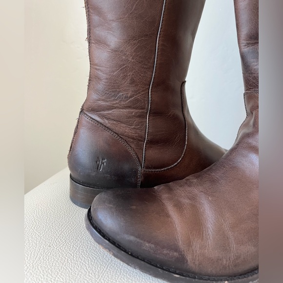 Frye Melissa Brown Leather  black Zip Ridding boots size 7 - Picture 6 of 15